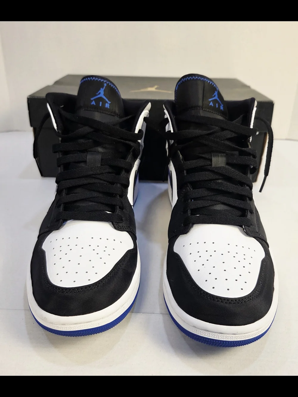 Air Jordan 1 Mid SE Men's Black White Blue Mid-Top Sneakers